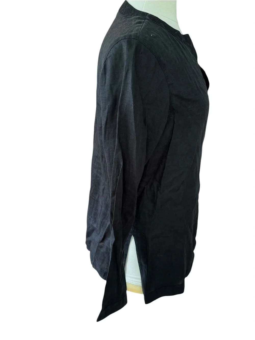 Lauren Ralph Lauren Black Linen Tunic Top Sz Medium Breathable Lagenlook Boho - Picture 2 of 5